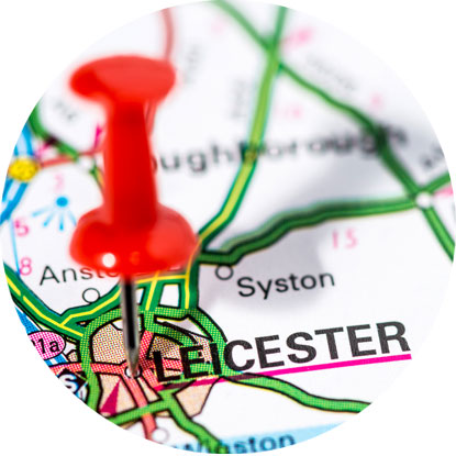 Image of map pin on Leicester  map